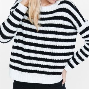 Express Short Striped Chunky Knit Sweater